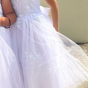 White Tiered A-Line Bridal Gown Sleeveless